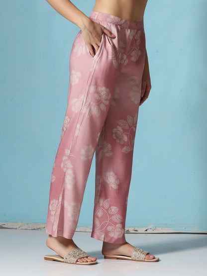 Women Liva Pink Floral Print Co-Ord Set