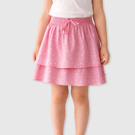 Kids Girls Pink Polka Dot Flared Skirt