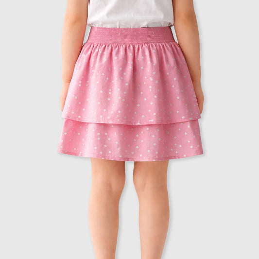 Kids Girls Pink Polka Dot Flared Skirt