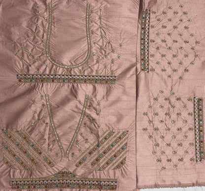 Pink Pure Slubb Silk Premium Dori Embroidery Sequins & Diamond Work Bridal Lehenga Choli