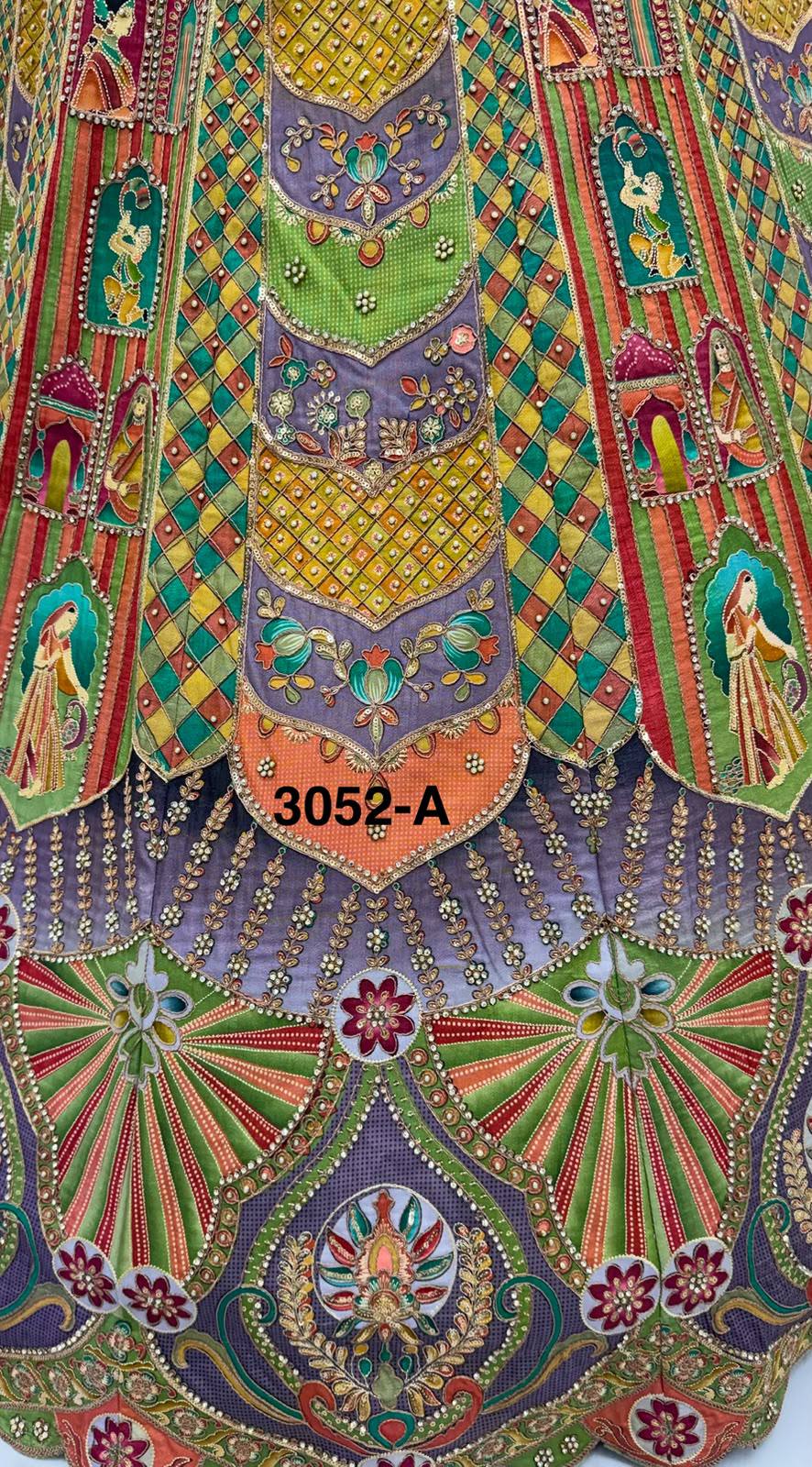 Multi Colour Pure Slub Silk Premium Dori Embroidery Sequins & Diamond Work Bridal Lehenga Choli
