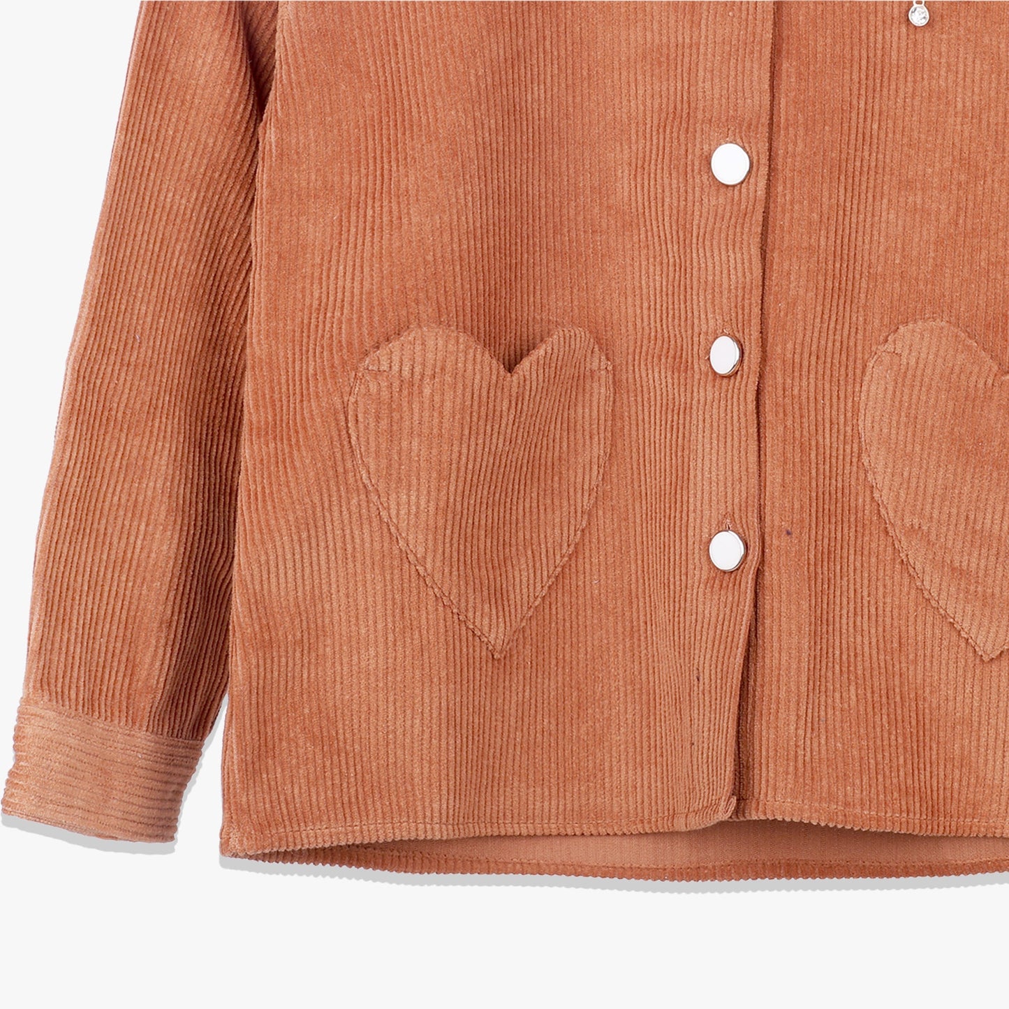 Girls Rust Corduroy Jacket with Heart Pocket Detail