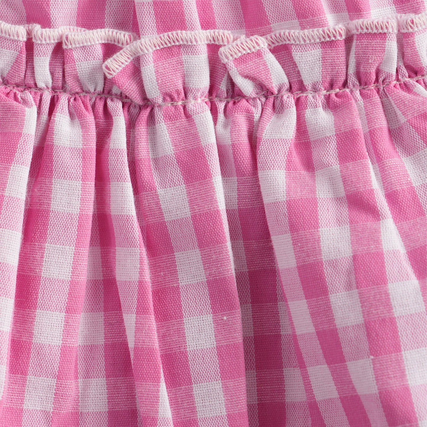 Kids Girls Skirt in Pink with Checked Tiered Ruffle & Cotton Comfort Elastic Waist for Casual Wear