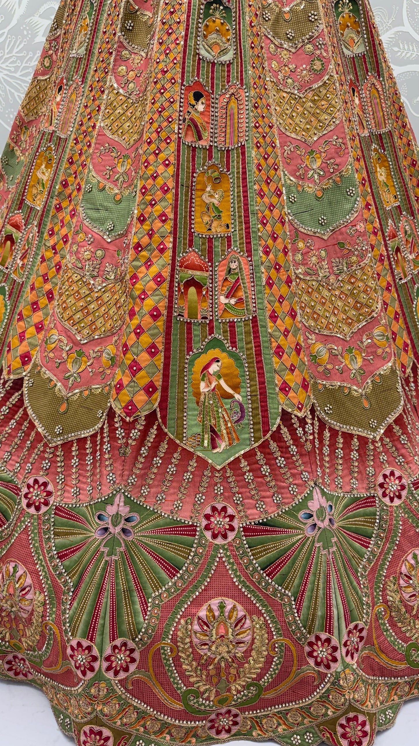 Multi Colour Pure Slub Silk Premium Dori Embroidery Sequins & Diamond Work Bridal Lehenga Choli