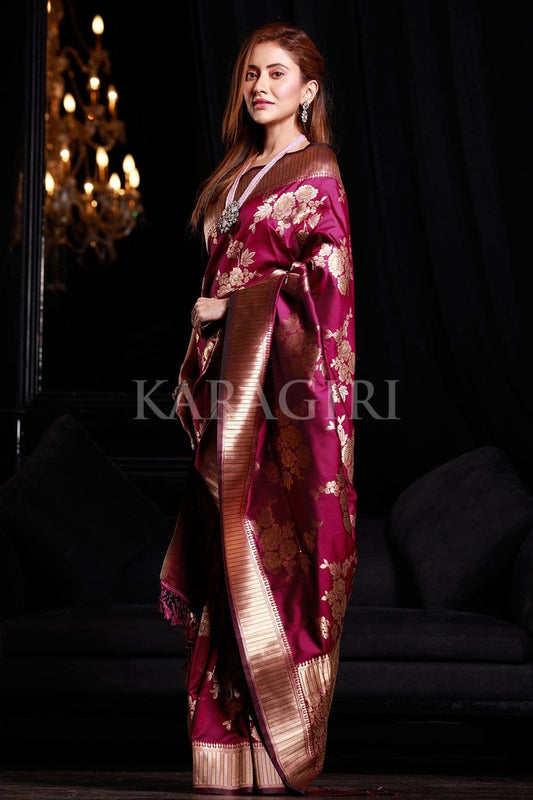 Mulberry Purple Banarasi Saree