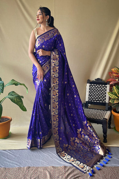 Vibrant Blue Banarasi Saree