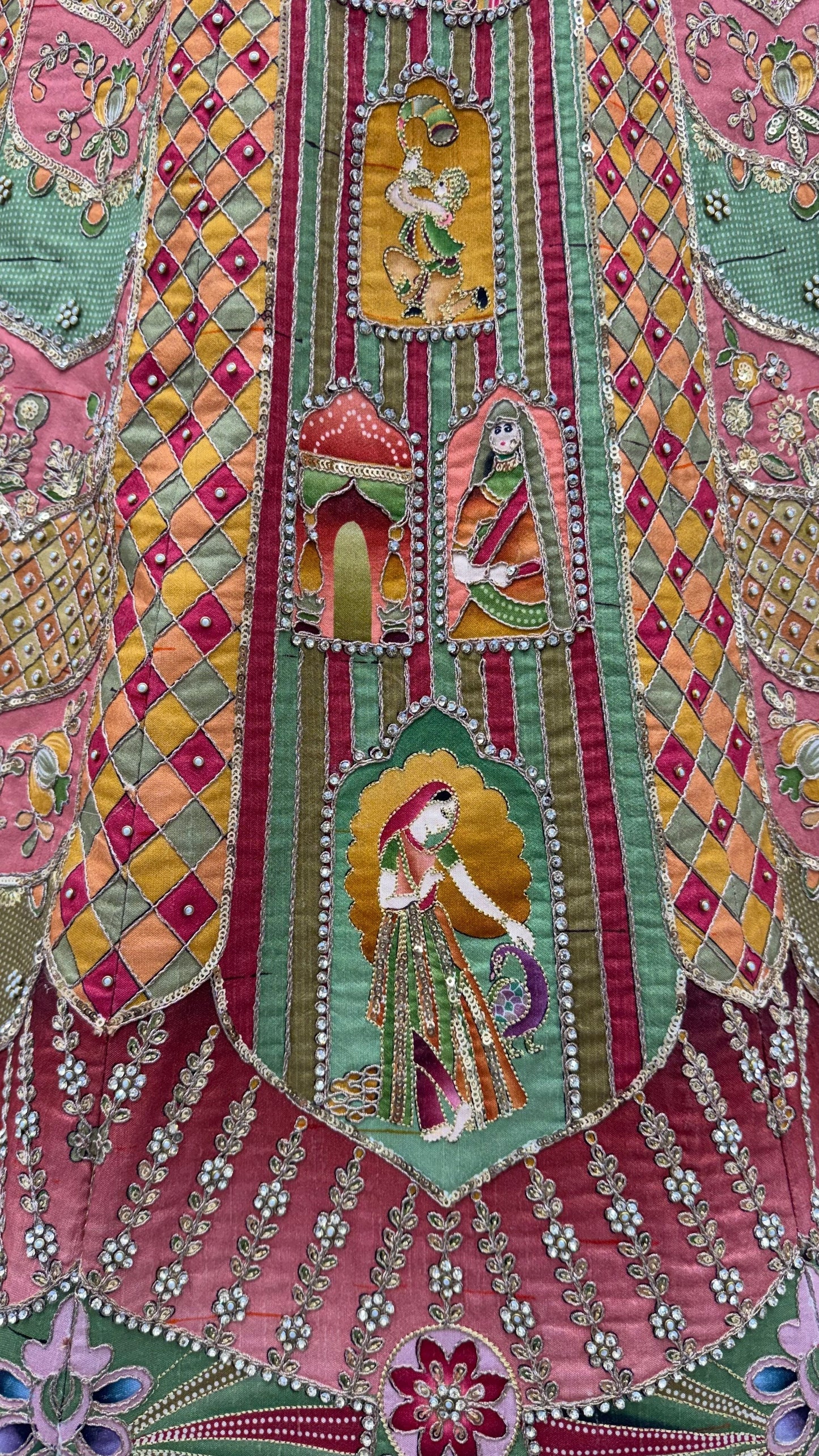 Multi Colour Pure Slub Silk Premium Dori Embroidery Sequins & Diamond Work Bridal Lehenga Choli