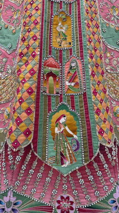 Multi Colour Pure Slub Silk Premium Dori Embroidery Sequins & Diamond Work Bridal Lehenga Choli